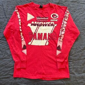 Answer Yamaha Long Sleeve Shirt Large Red Vintage Motocross Racing Jersey